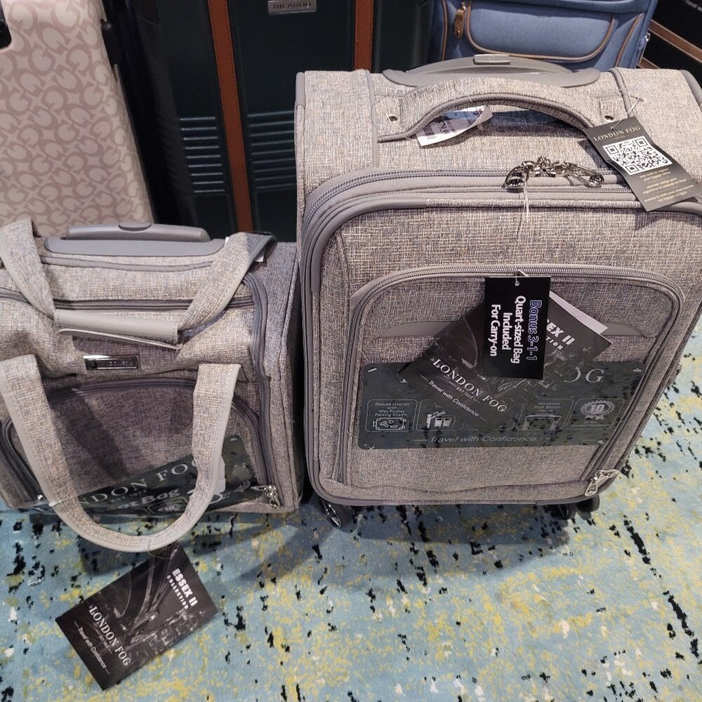 LONDON FOG UNDER SEAT & CARRY ON TRAVEL LUGGAGE 16” & 21" - 2 BAGS